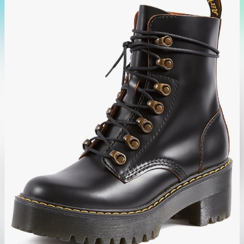 Black Leather Lace-Up Boots